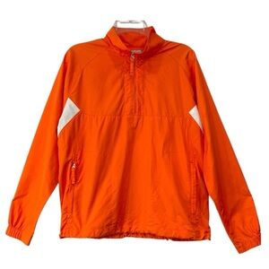 Nike Golf Windbreaker FitStorm Half Zip Pullover Jacket Orange White Size Large